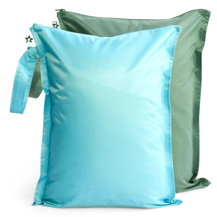 Tiny Twinkle 2 PK Mess-Proof Wet Bag Set - Slate & Olive
