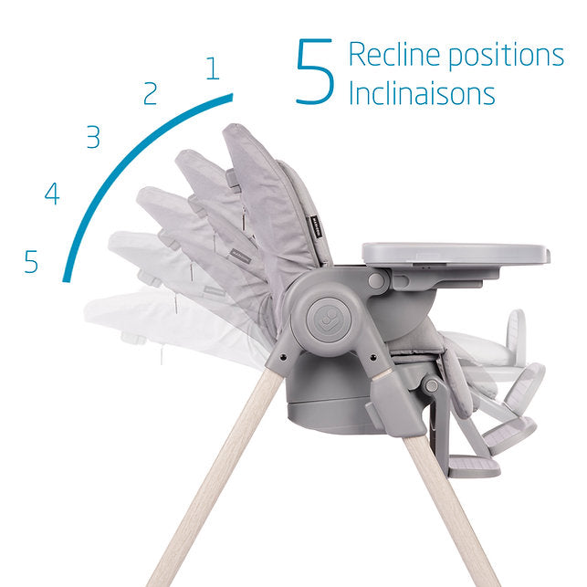 Maxi-Cosi Minla 6-in-1 High Chair - Cascade Grey 5 Position Recline