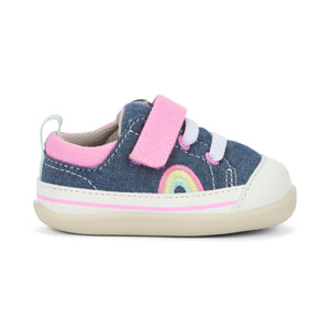 See Kai Run Stevie ll First Walker - Chambray/Pink Side View