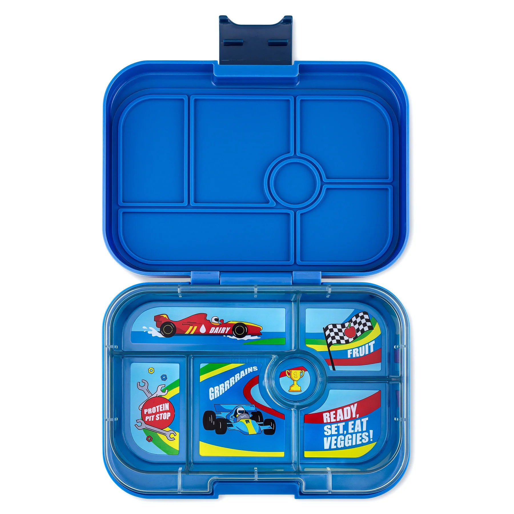 Yumbox Original 6-Compartment Food Tray - Surf Blue/Race Car Tray