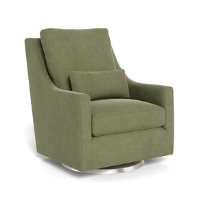 Olive Green Brushed Cotton Linen/Stainless Steel Swivel - Monte Design Vera Glider - Premium