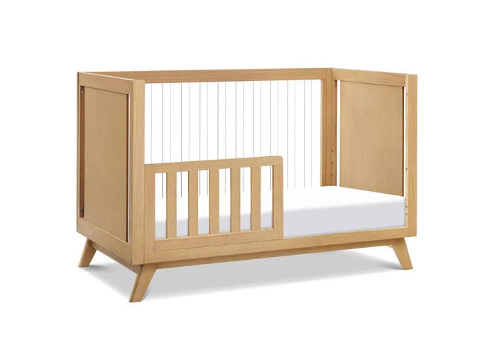 Honey/Acrylic - DaVinci Otto 3-in-1 Convertible Crib - Acrylic & Wood with Toddler Rail