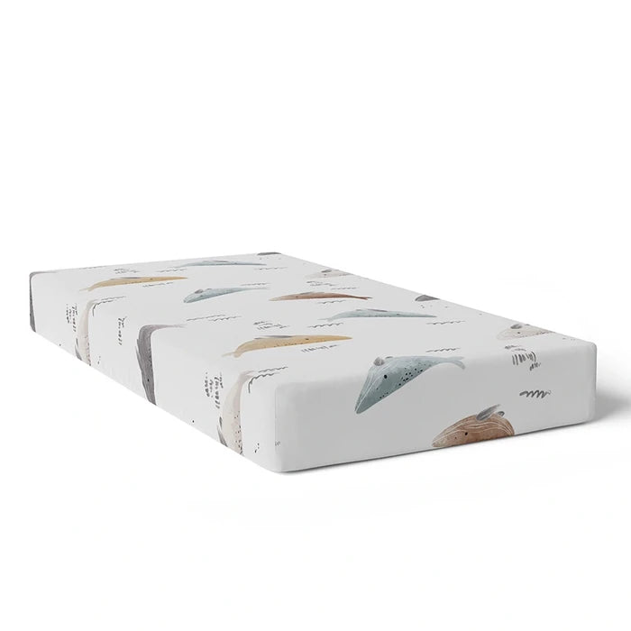 Kushies Percale Dream Crib Sheet - Whales
