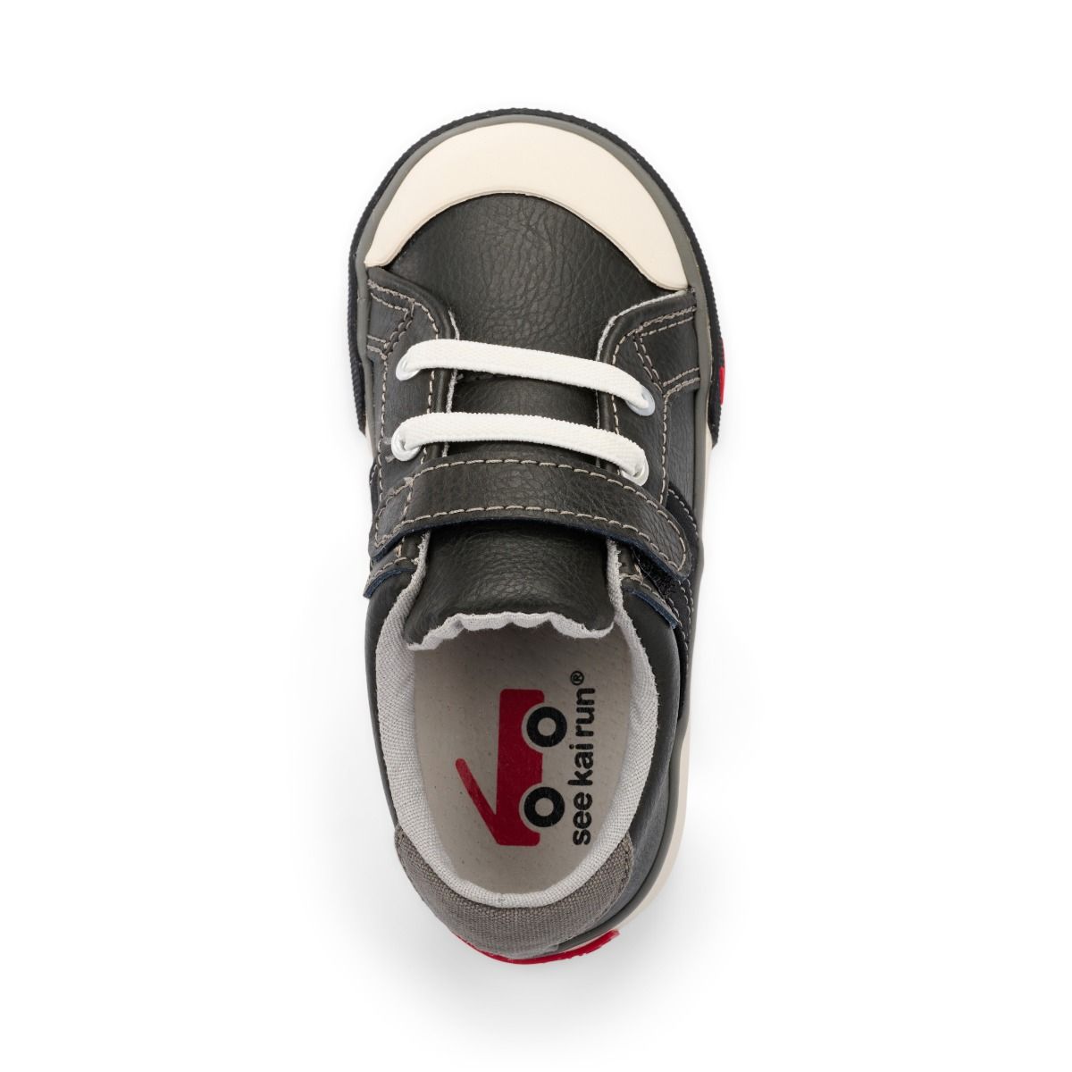 See Kai Run Lucci Sneaker - Black Leather/Grey 4