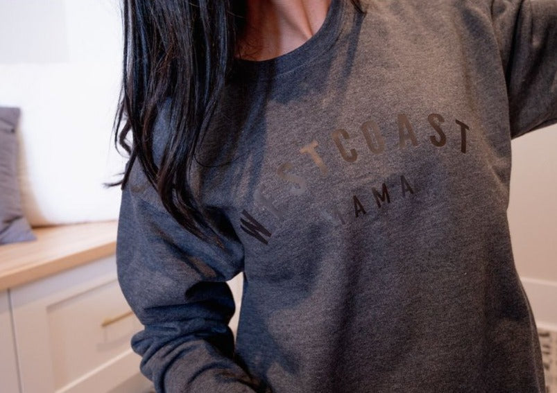 Lue & Me Westcoast MAMA Varsity Crew Sweatshirt - Dark Grey Lifestyle