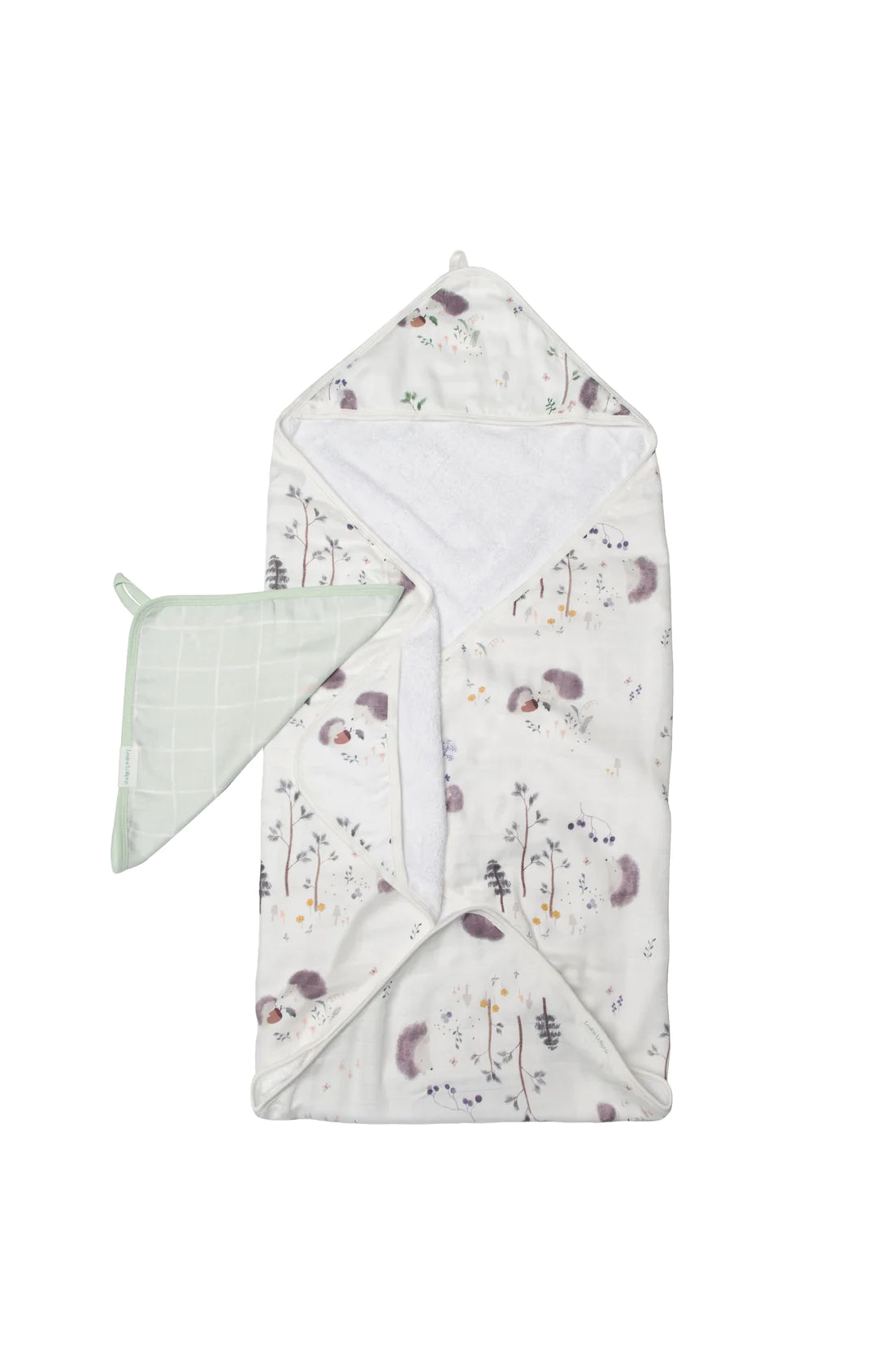 Loulou Lollipop Hooded Towel and Washcloth Set - Hedgehogs