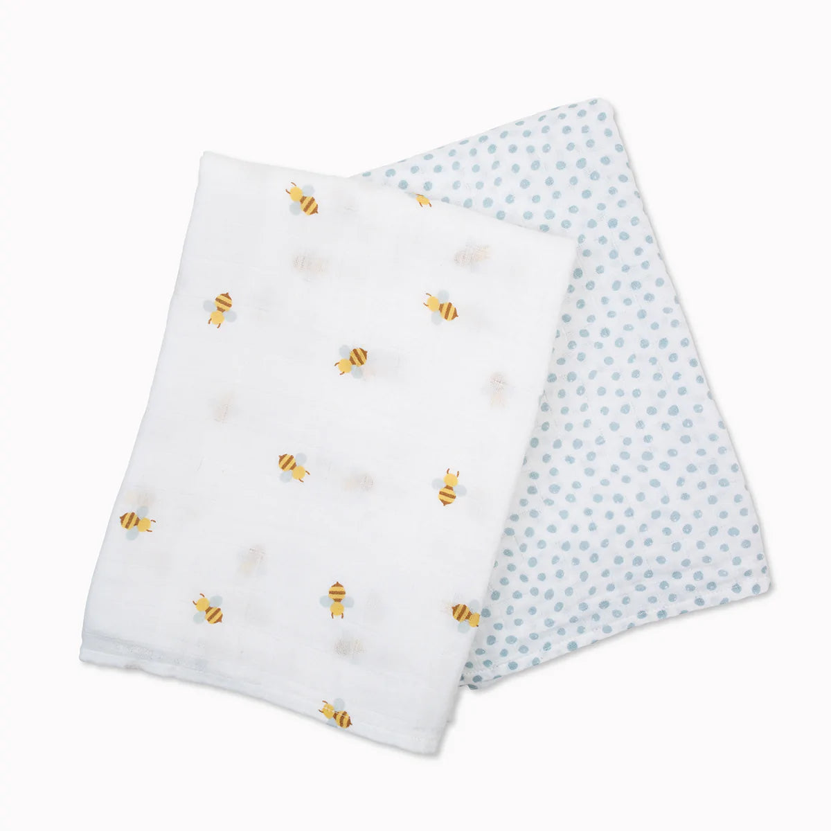 Lulujo Cotton Muslin Swaddle Blanket 2 PK - Bees & Dots 2