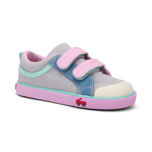 See Kai Run Robyne Toddler Sneaker - Grey/Mauve Side Angle