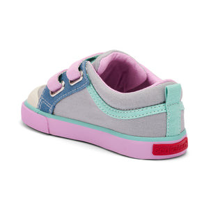 See Kai Run Robyne Toddler Sneaker - Grey/Mauve Back Angle