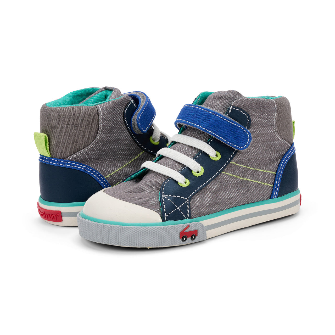 See Kai Run Dane High Top Sneaker - Gray Denim/Blue