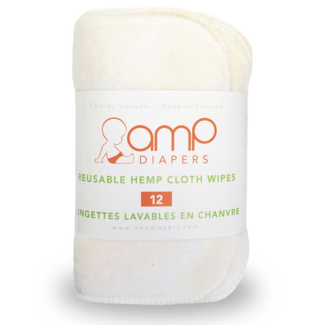 AMP Diapers washcloths AMP Diapers Fleece Hemp Wipes 12 PK