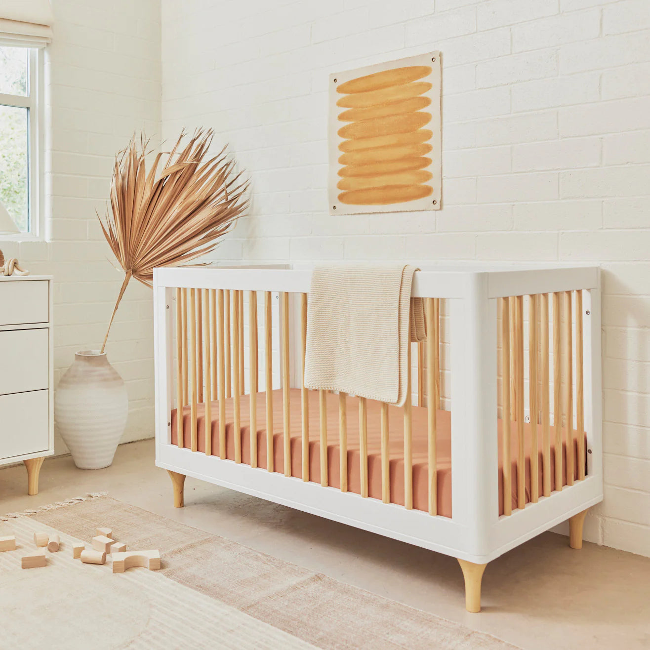 Babyletto Lolly 3-in-1 Convertible Crib - White / Natural Lifestyle 2