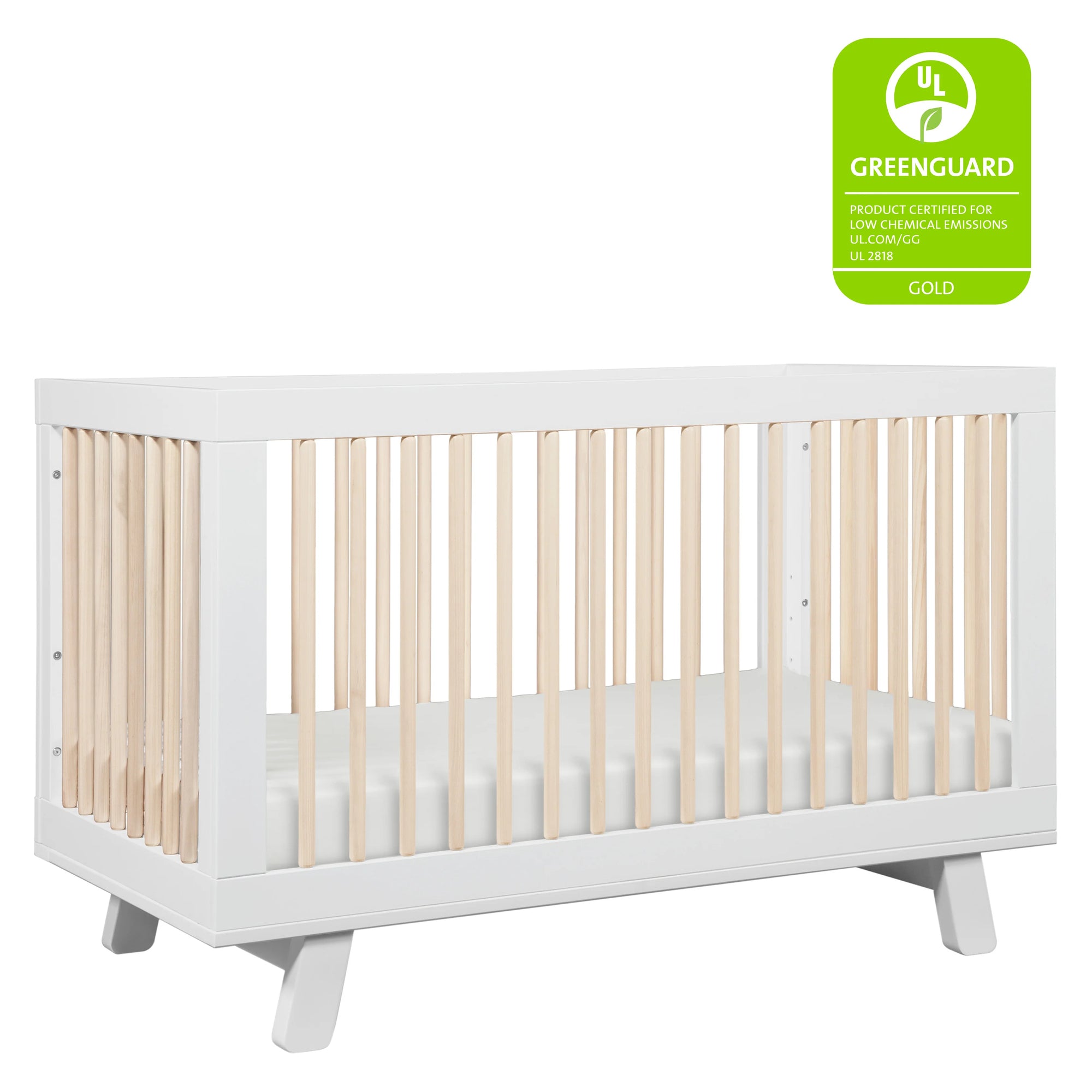White / Washed Natural - Babyletto Hudson 3-in-1 Convertible Crib