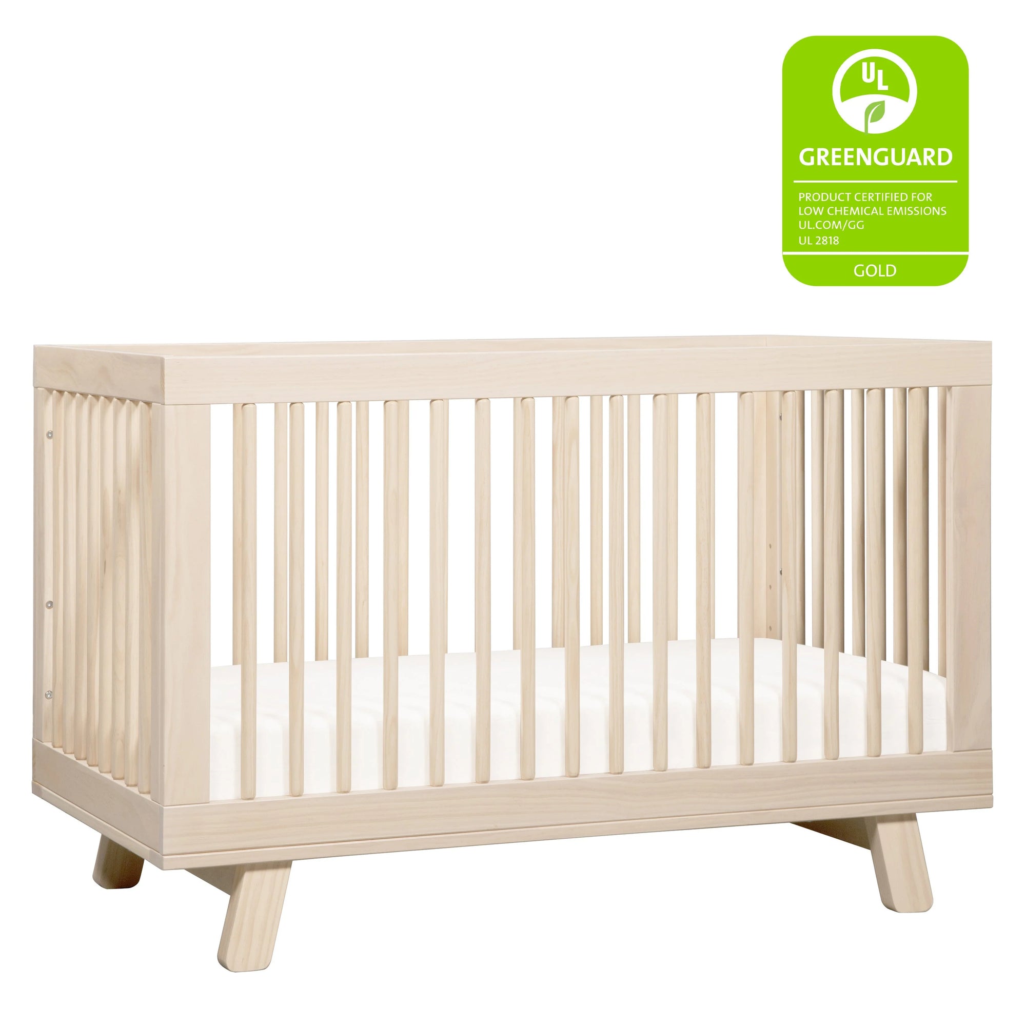 White / Washed Natural - Babyletto Hudson 3-in-1 Convertible Crib