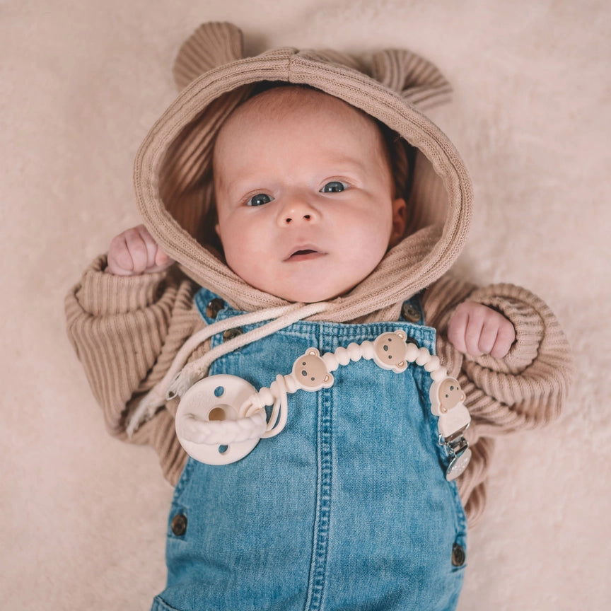 Itzy Ritzy Sweetie Strap Plus Silicone Pacifier Clip - Bear Lifestyle 4