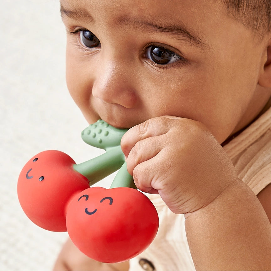 Itzy Ritzy Comfort Crew Natural Rubber Teether - Cherry Lifestyle 2