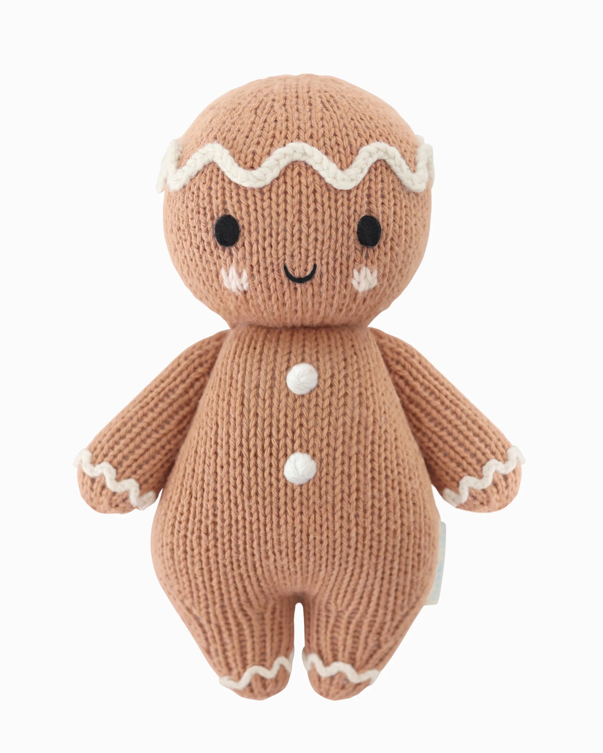 cuddle + kind Hand-Knit Baby Animal - Gingerbread (Icing White)