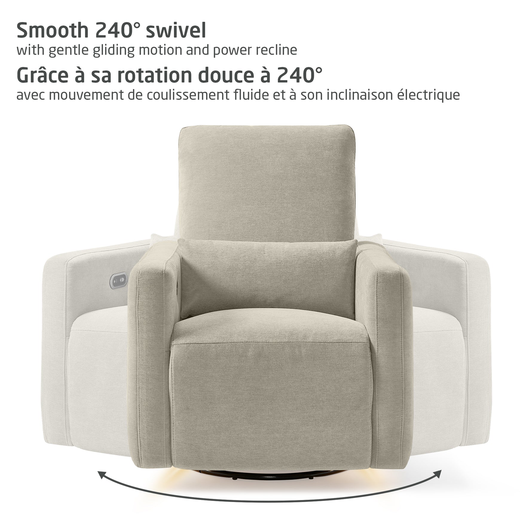 Maxi-Cosi Dorian Swivel Glider & Power Recliner - Smooth 240 Degree Swivel