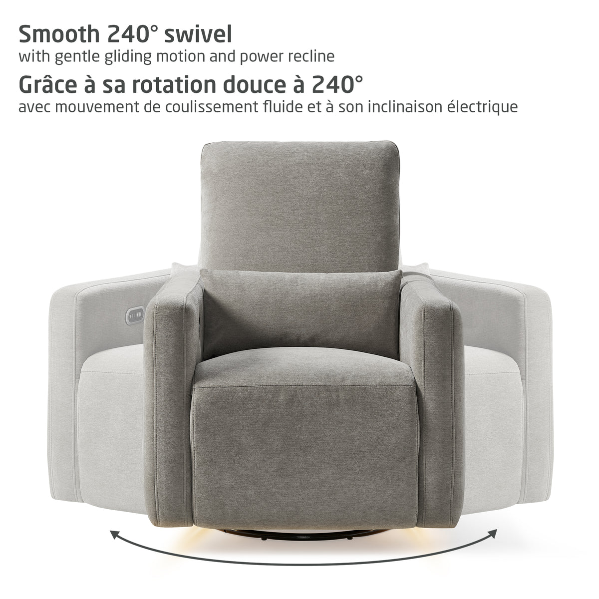 Maxi-Cosi Dorian Swivel Glider & Power Recliner - Crew Ash Smooth 240 Degree Swivel
