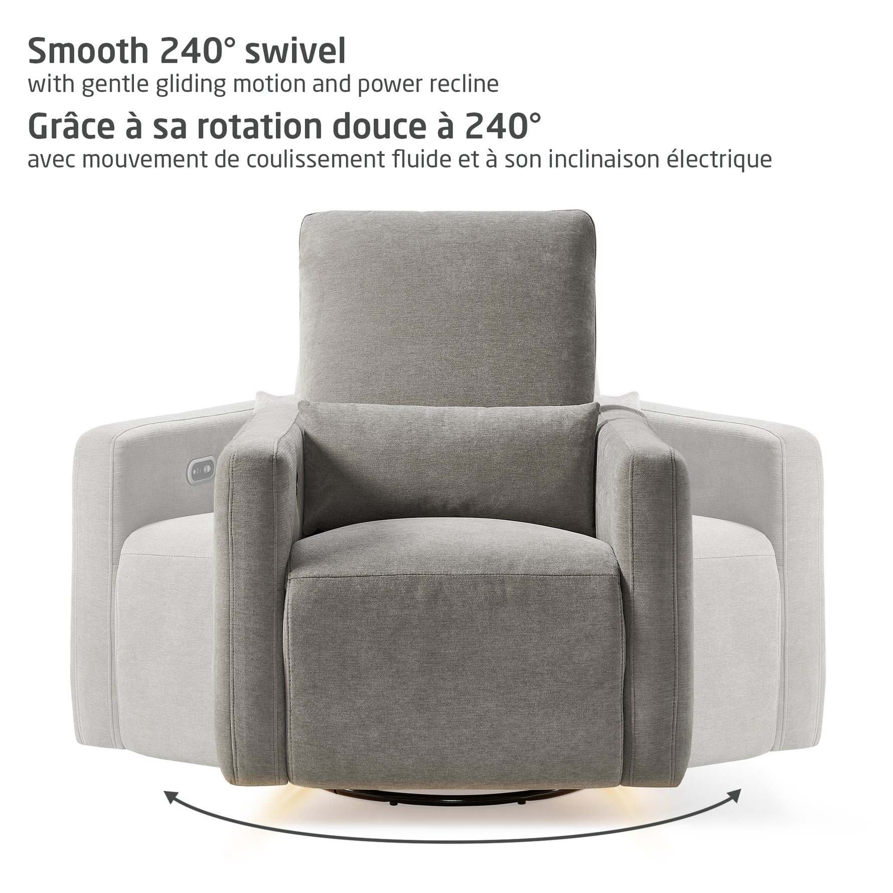 Maxi-Cosi Dorian Swivel Glider & Power Recliner - Crew Ash Smooth 240 Degree Swivel