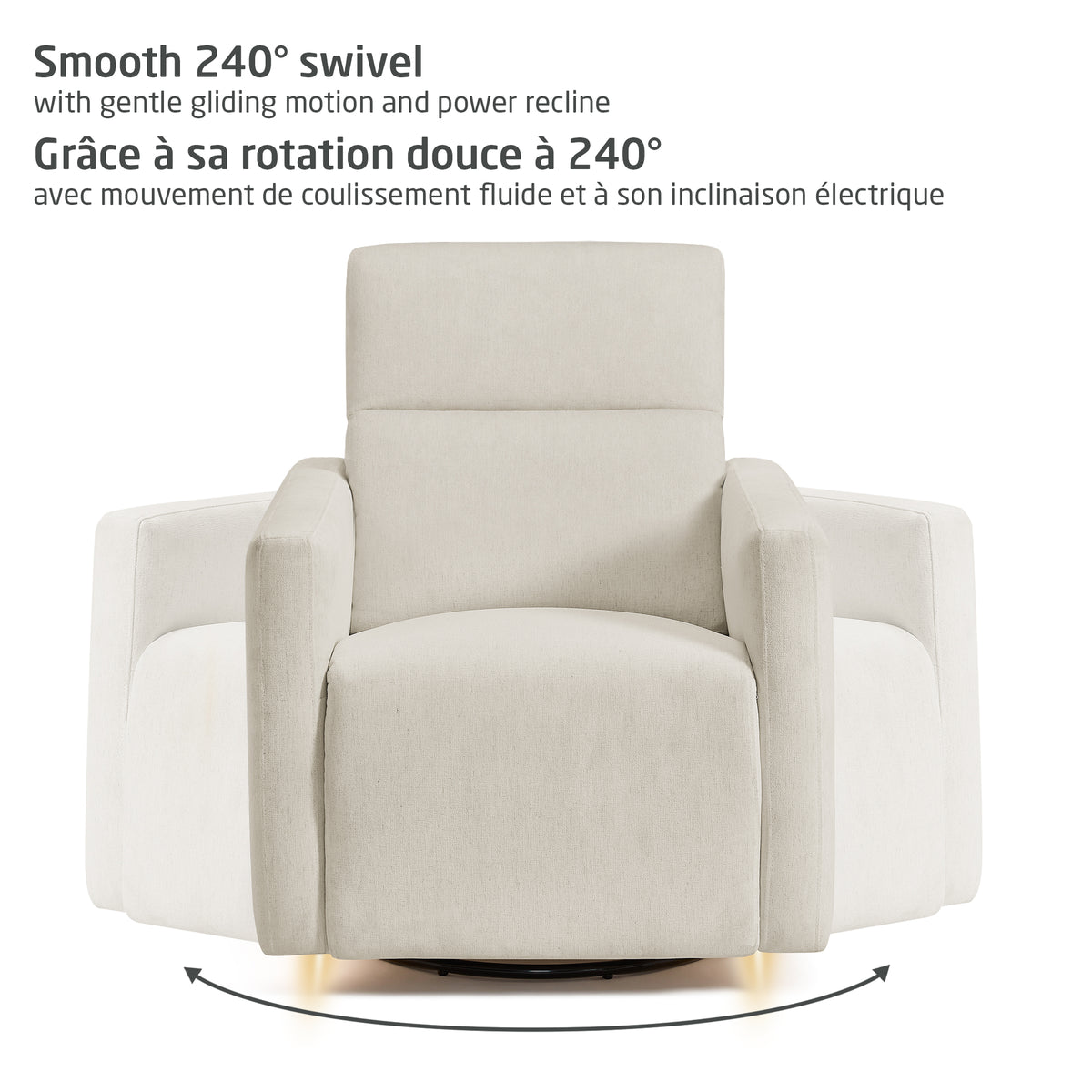 Maxi-Cosi Isla Cloud Swivel Glider & Power Recliner - Vanilla Smooth 240 Degree Swivel