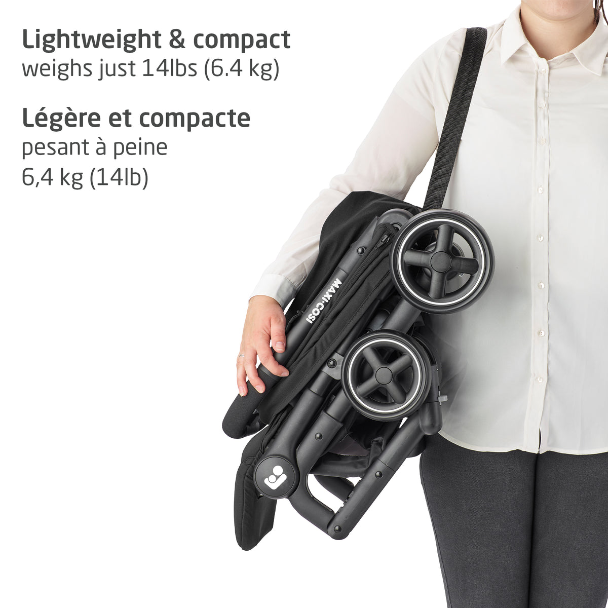 Maxi-Cosi Lara Ultracompact Travel Stroller - Essential Black Lightweight and Compact Fold