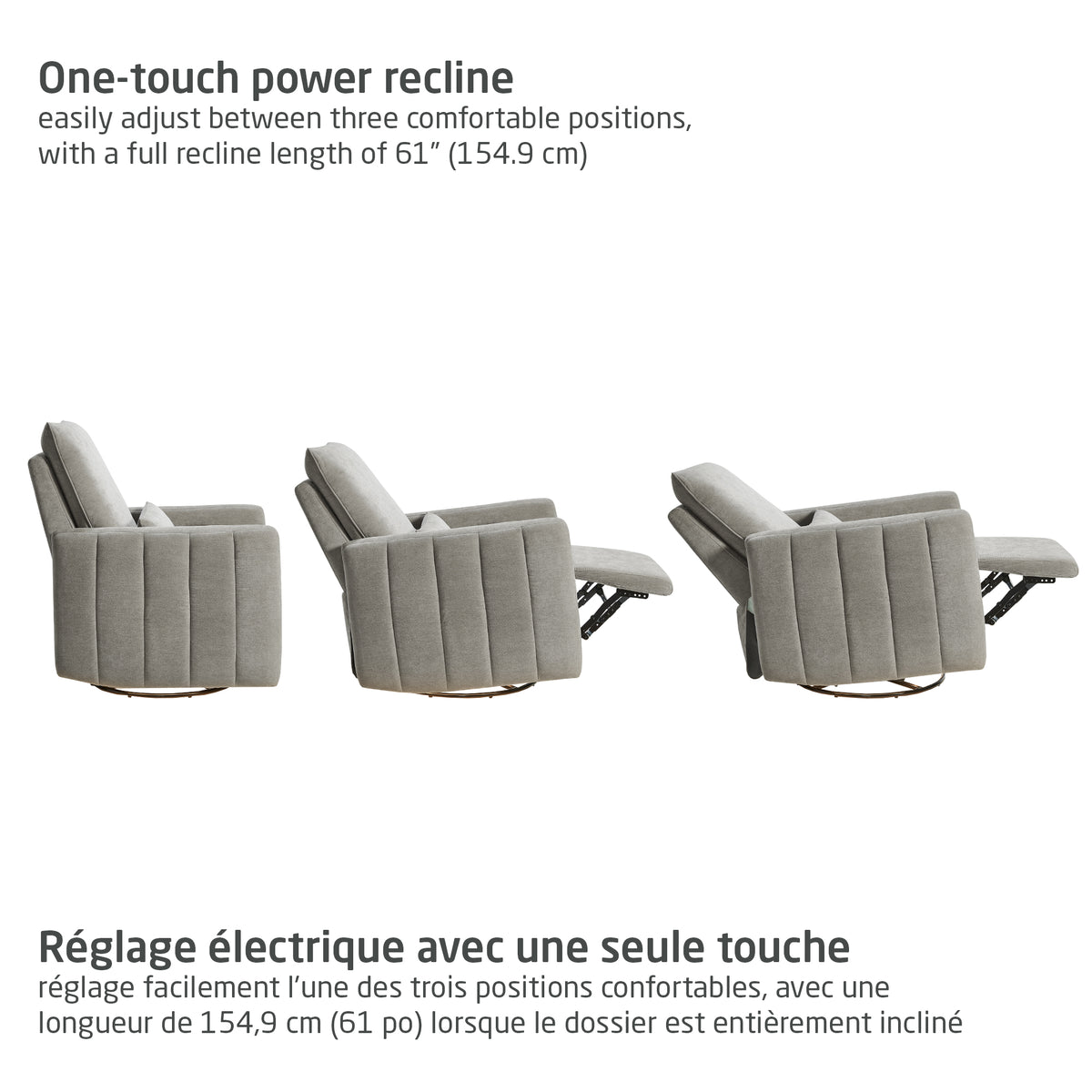 Maxi-Cosi Dorian Swivel Glider & Power Recliner - Crew Ash One Touch Power Recline