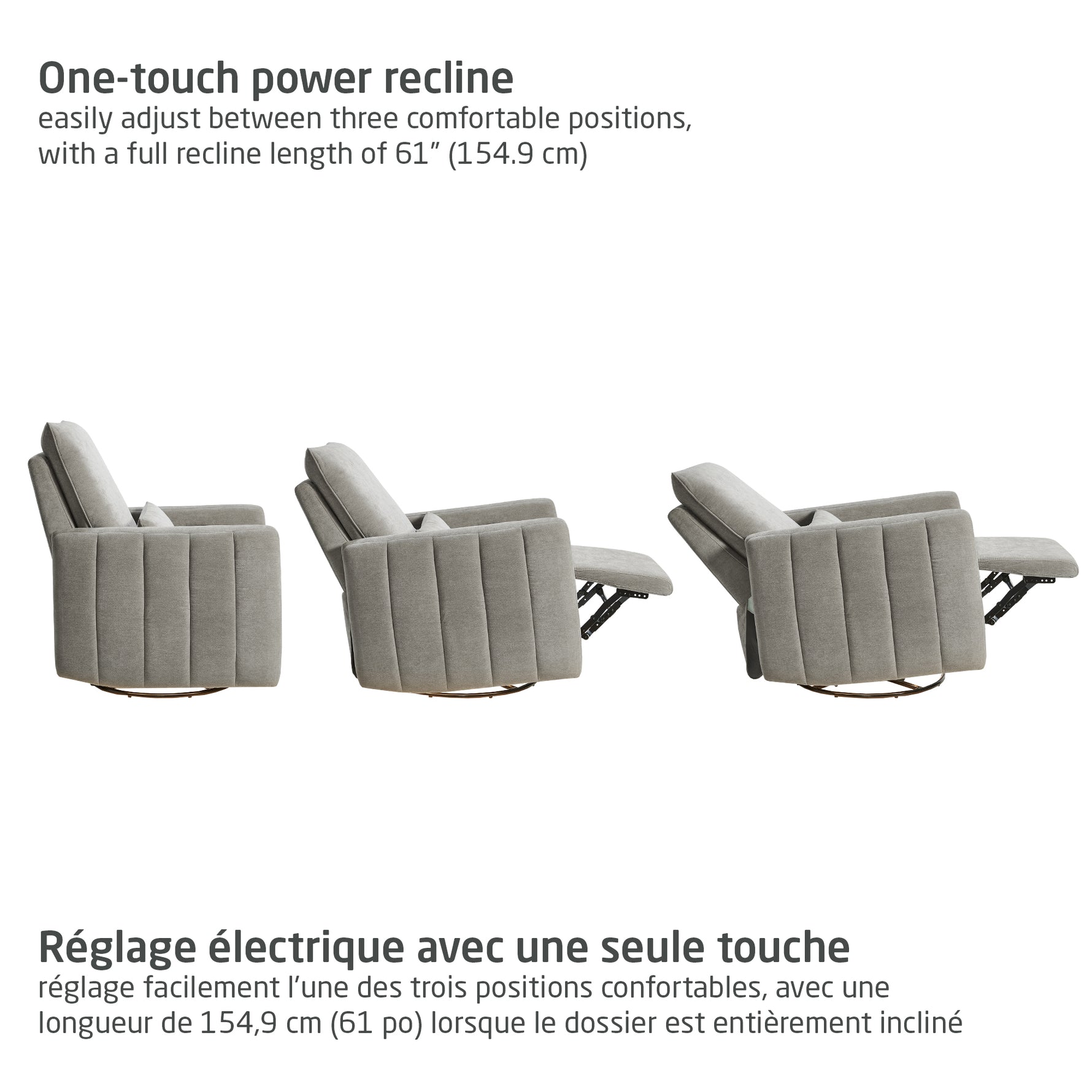 Maxi-Cosi Dorian Swivel Glider & Power Recliner - Crew Ash One Touch Power Recline
