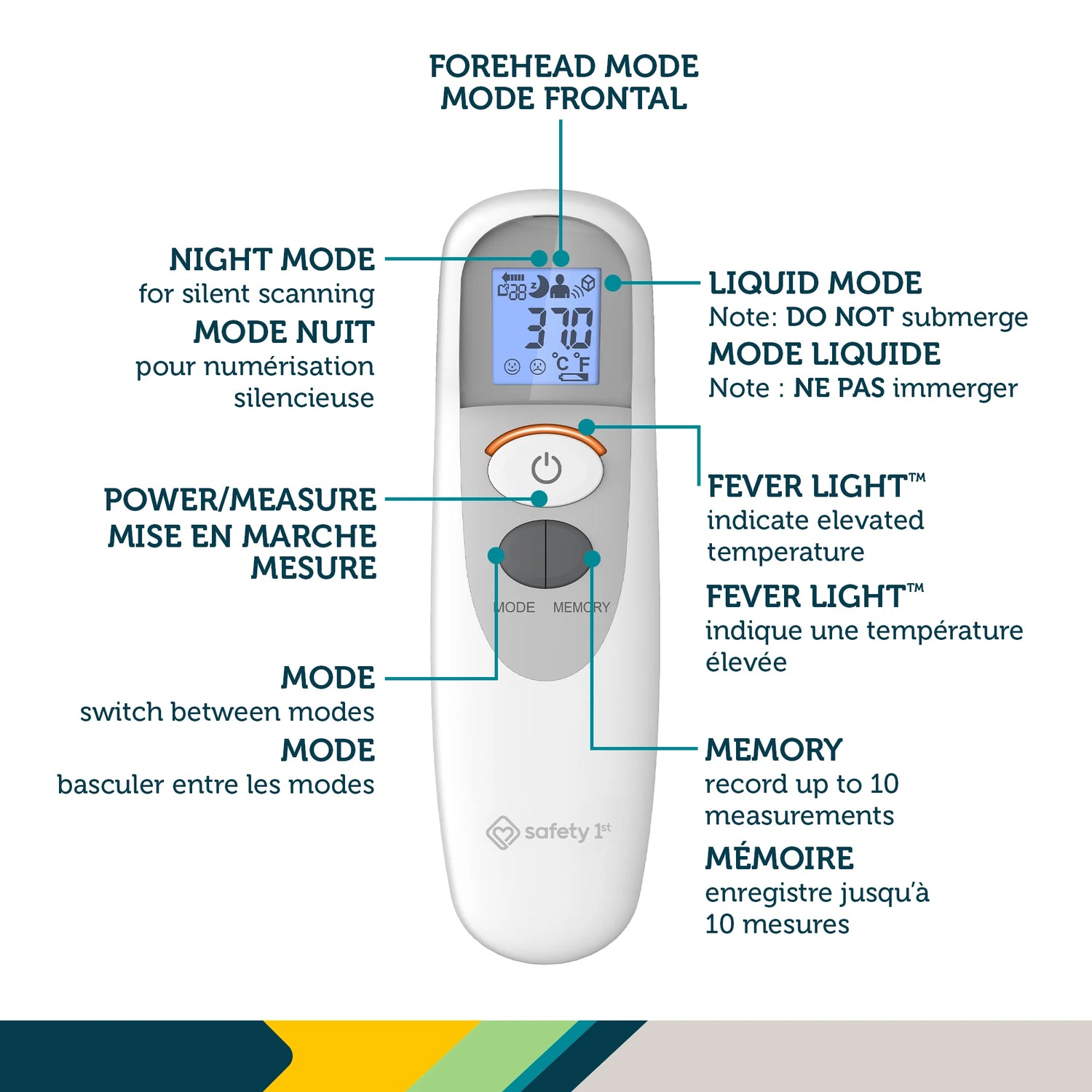 Safety 1st Simple Scan Forehead Thermometer - Features