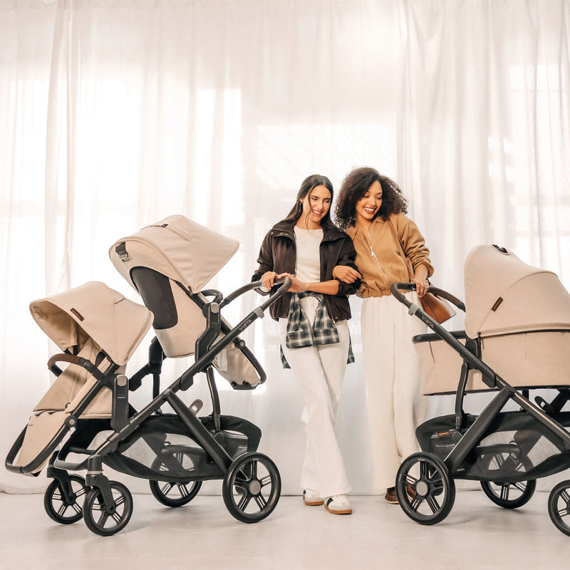 UPPAbaby Vista V3 Stroller - Ada (Sandstone Melange | Carbon Frame | Chestnut Leather) - Lifestyle 5