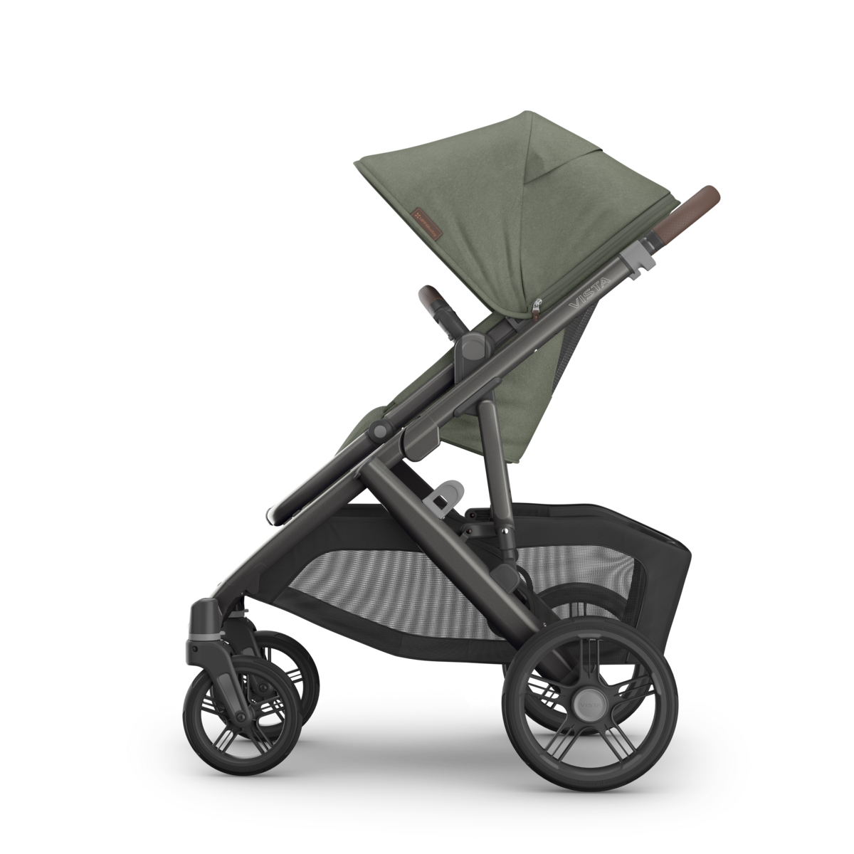 UPPAbaby Cruz V3 Stroller - Evelyn (Meadow Green/Graphite Frame/Chestnut Leather) - Side View