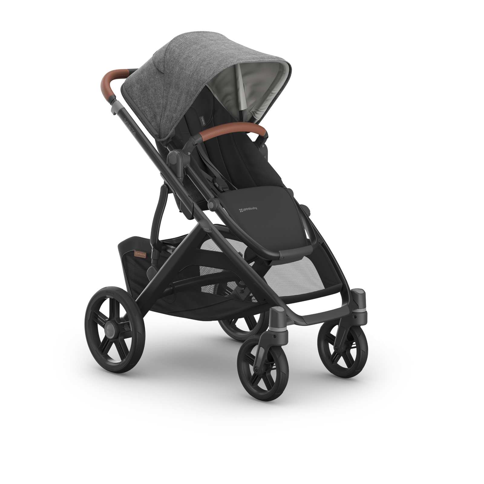 UPPAbaby Vista V3 Stroller - Greyson (Charcoal Mélange/Carbon Frame/Saddle Leather)
