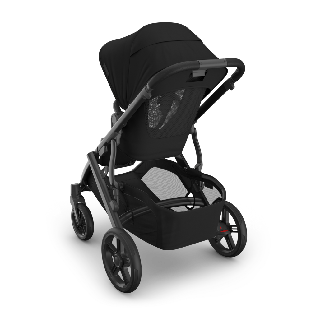 UPPAbaby Vista V3 Stroller - James (Black | Carbon Frame | Black Leather) - Back View with Liner Removed