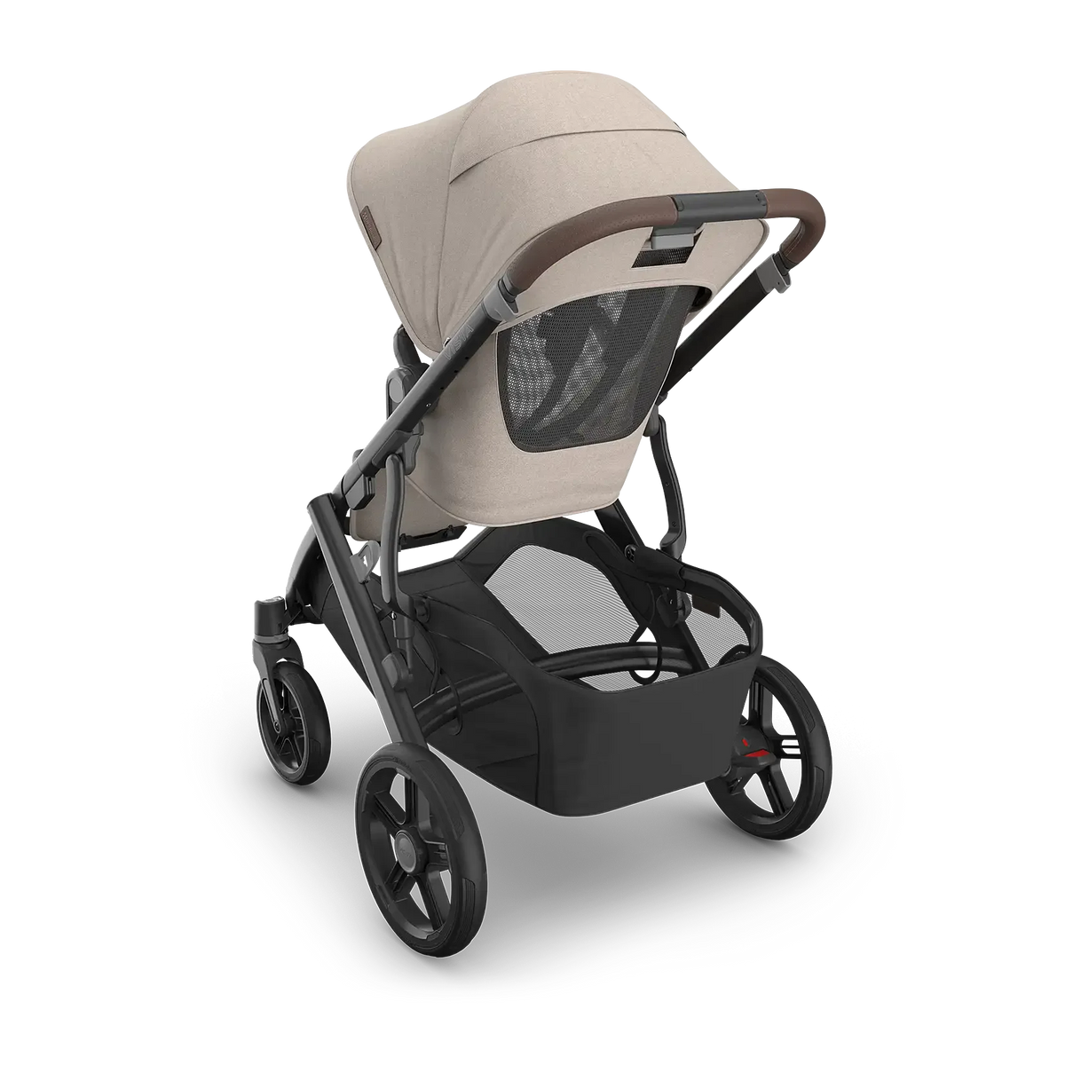 UPPAbaby Vista V3 Stroller - Ada (Sandstone Melange | Carbon Frame | Chestnut Leather) Back Angle View