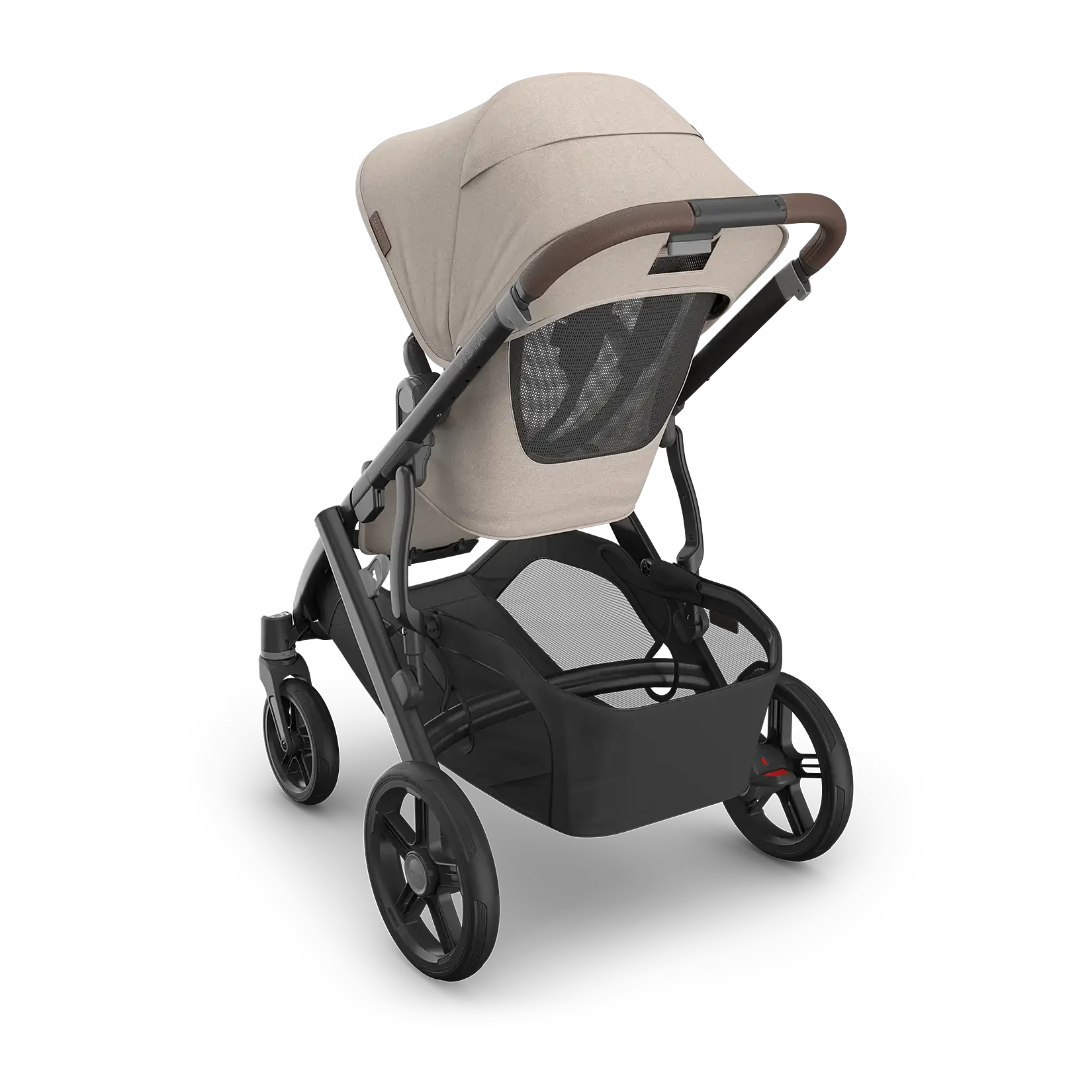UPPAbaby Vista V3 Stroller - Ada (Sandstone Melange | Carbon Frame | Chestnut Leather) Back Angle View