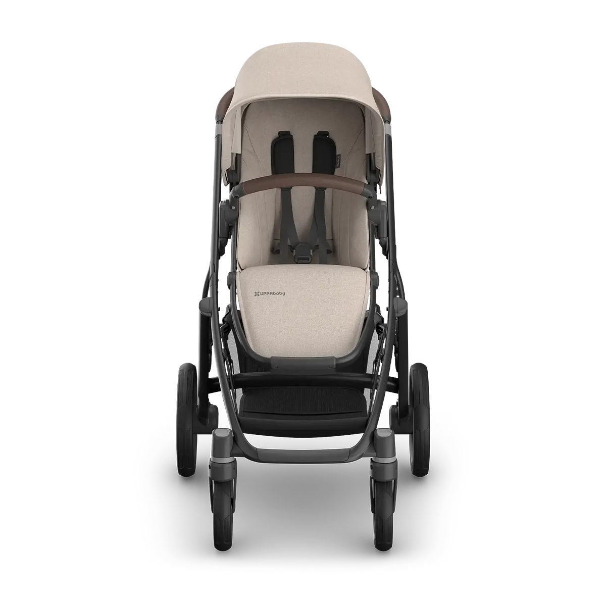 UPPAbaby Vista V3 Stroller - Ada (Sandstone Melange | Carbon Frame | Chestnut Leather) Front View