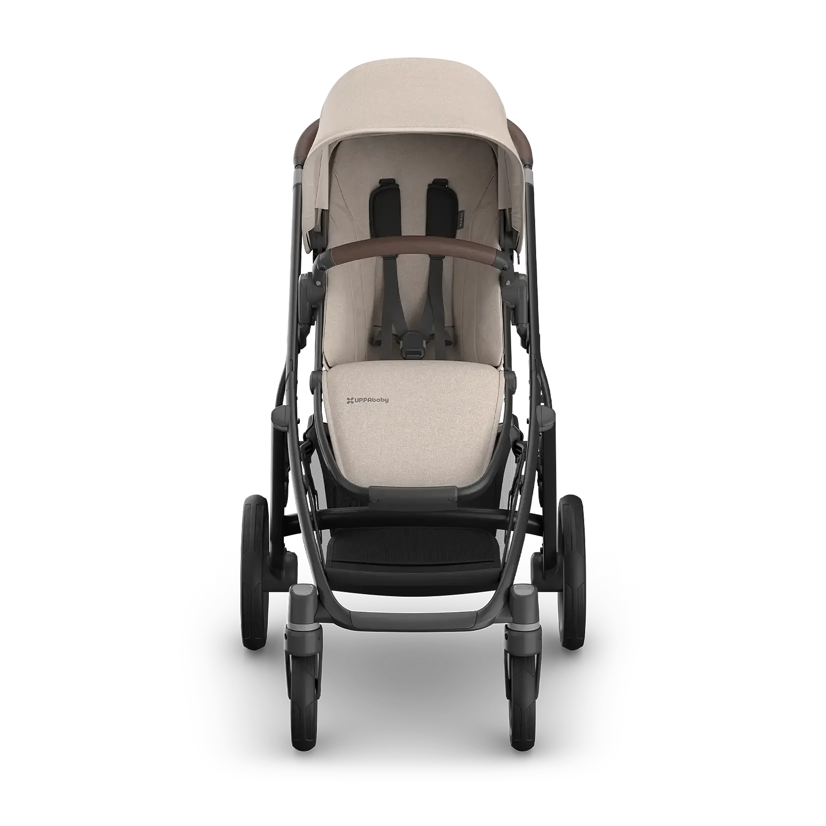 UPPAbaby Vista V3 Stroller - Ada (Sandstone Melange | Carbon Frame | Chestnut Leather) Front View
