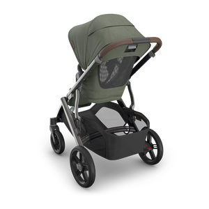 UPPAbaby Vista V3 Stroller - Evelyn (Meadow Green/Graphite Frame/Chestnut Leather) - Back Angle View