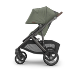 UPPAbaby Vista V3 Stroller - Evelyn (Meadow Green/Graphite Frame/Chestnut Leather) - Side View Canopy Extended