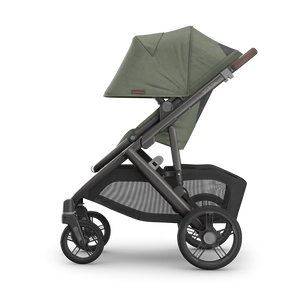 UPPAbaby Vista V3 Stroller - Evelyn (Meadow Green/Graphite Frame/Chestnut Leather) - Side View Canopy Extended