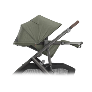 UPPAbaby Vista V3 Stroller - Evelyn (Meadow Green/Graphite Frame/Chestnut Leather) - Side View Fully Reclined