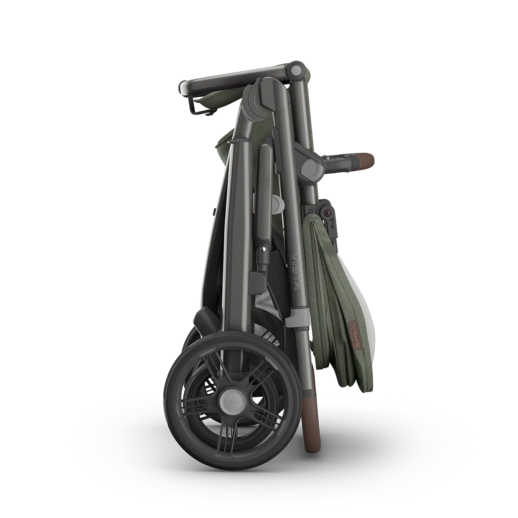 UPPAbaby Vista V3 Stroller - Evelyn (Meadow Green/Graphite Frame/Chestnut Leather) - Folded