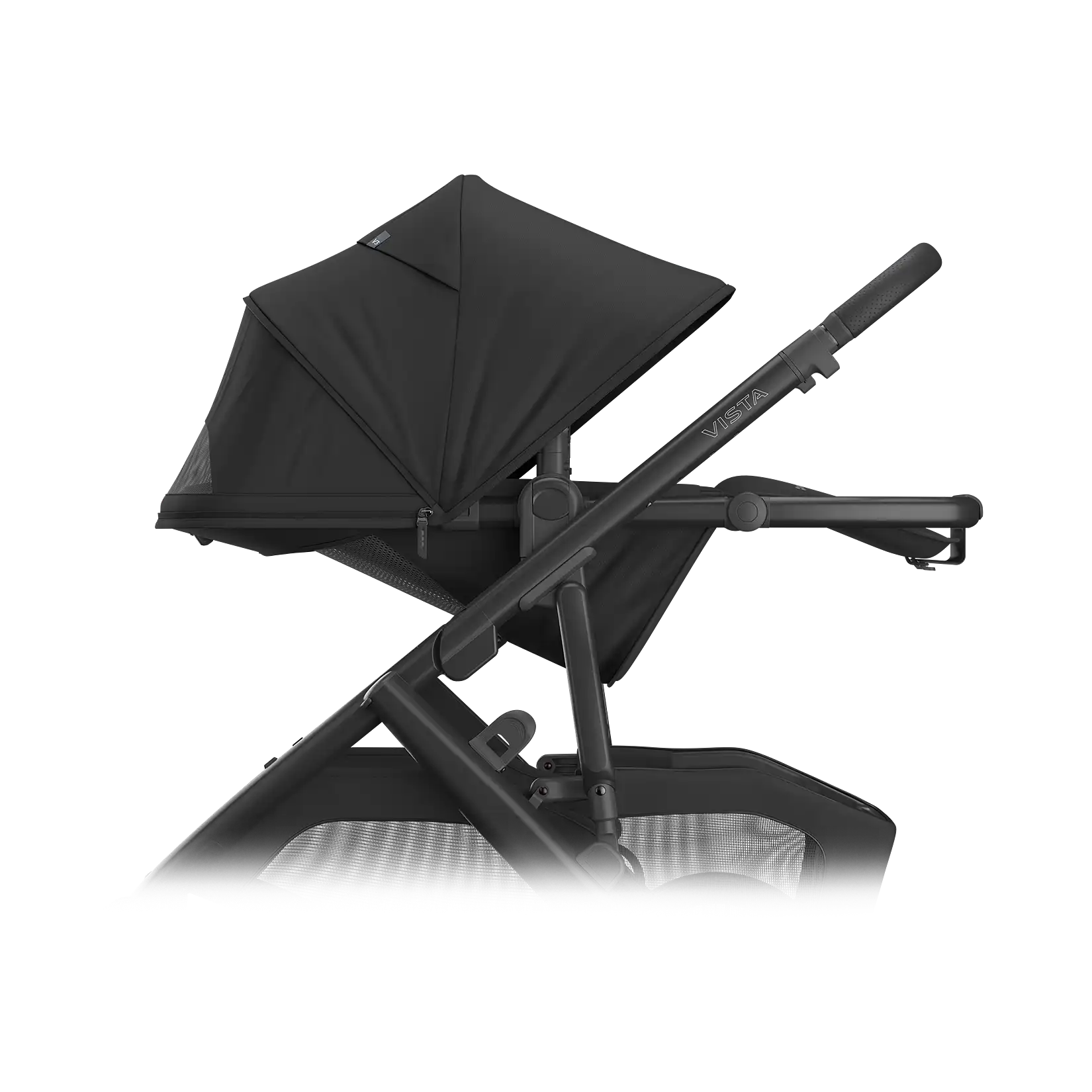 UPPAbaby Vista V3 Stroller - James (Black | Carbon Frame | Black Leather)  - Recline Side View