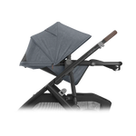 UPPAbaby Vista V3 Stroller - Julian (Dusty Blue Melange/Carbon Frame/Chestnut Leather) - Side View Fully Reclined