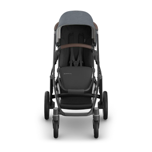 UPPAbaby Vista V3 Stroller - Julian (Dusty Blue Melange/Carbon Frame/Chestnut Leather) - Front View