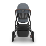 UPPAbaby Vista V3 Stroller - Julian (Dusty Blue Melange/Carbon Frame/Chestnut Leather) - Back View Top Down