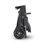 UPPAbaby Vista V3 Stroller - Julian (Dusty Blue Melange/Carbon Frame/Chestnut Leather) - Folded
