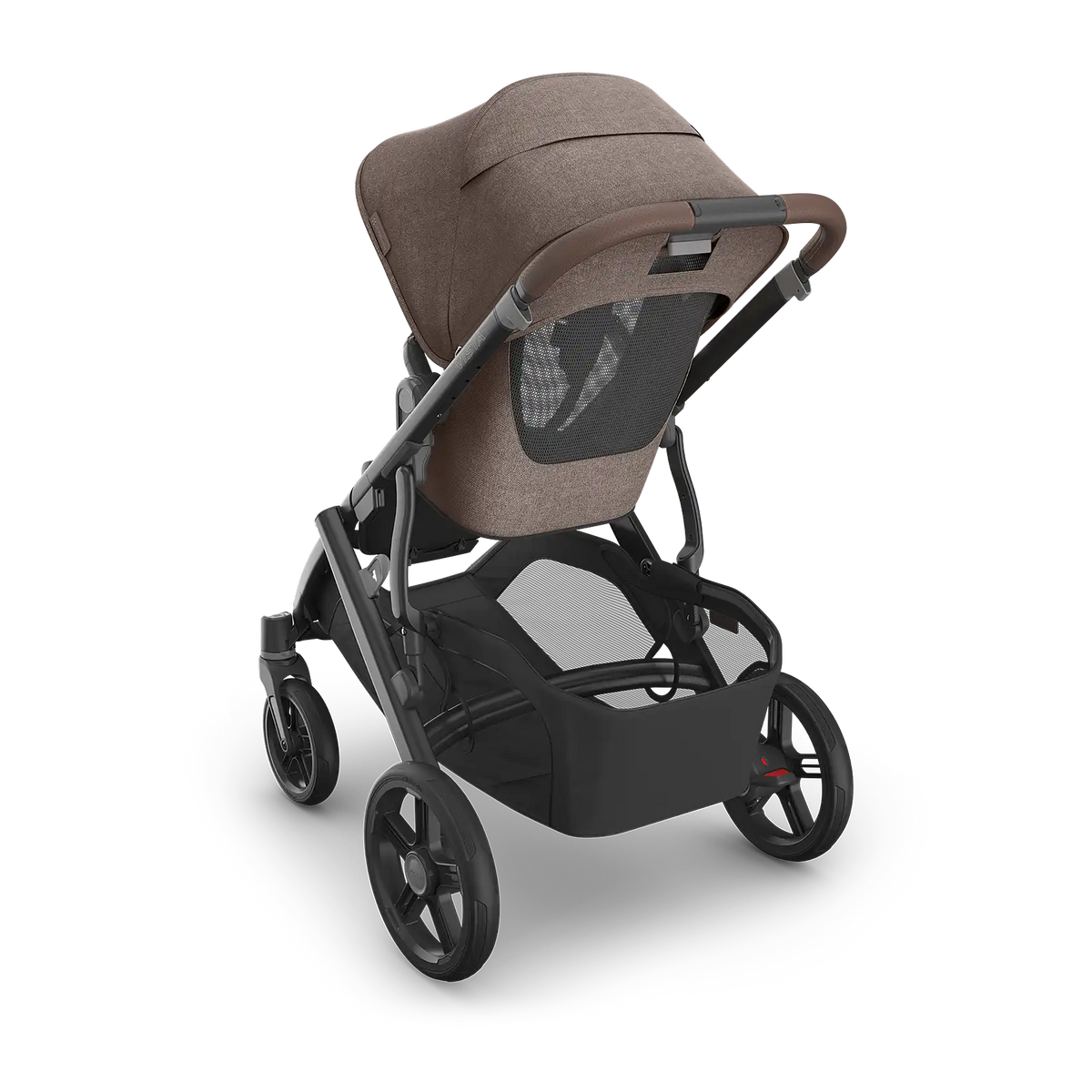 UPPAbaby Vista V3 Stroller - Owen (Mocha Melange/Carbon Frame/Chestnut Leather) - Back Angle View