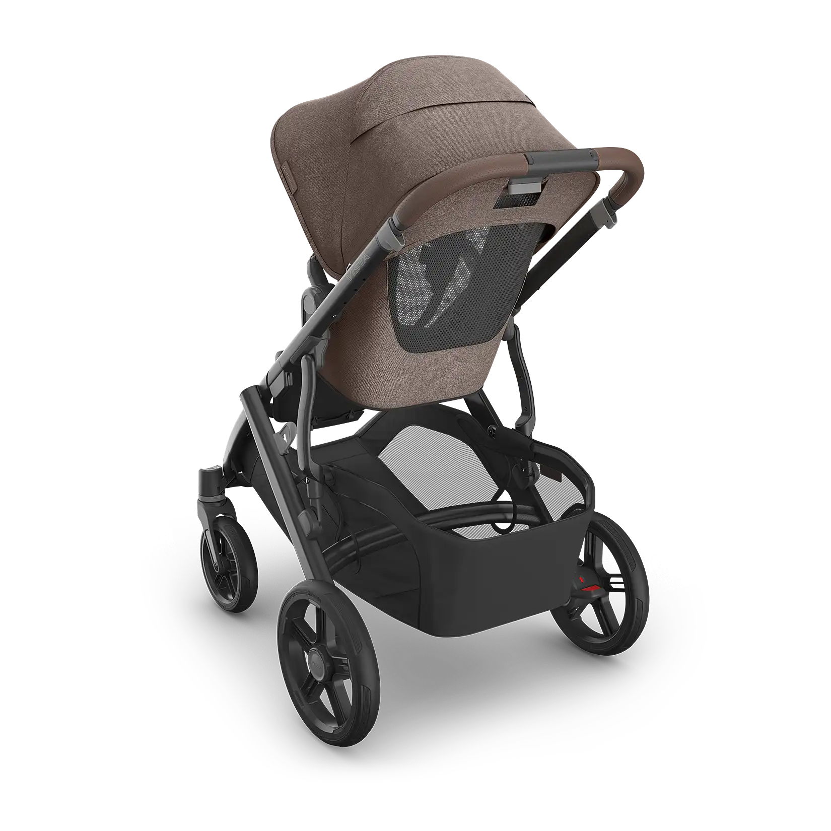 UPPAbaby Vista V3 Stroller - Owen (Mocha Melange/Carbon Frame/Chestnut Leather) - Back Angle View