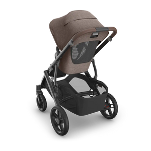 UPPAbaby Vista V3 Stroller - Owen (Mocha Melange/Carbon Frame/Chestnut Leather) - Back Angle View